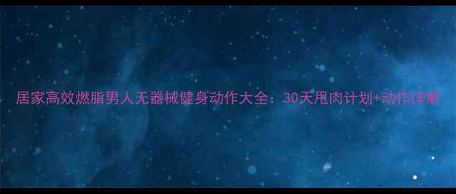图片 居家高效燃脂男人无器械健身动作大全：30天甩肉计划+动作详解