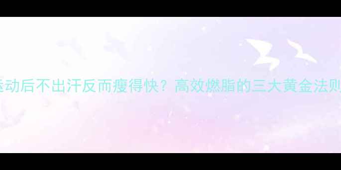 图片 运动后不出汗反而瘦得快？高效燃脂的三大黄金法则1